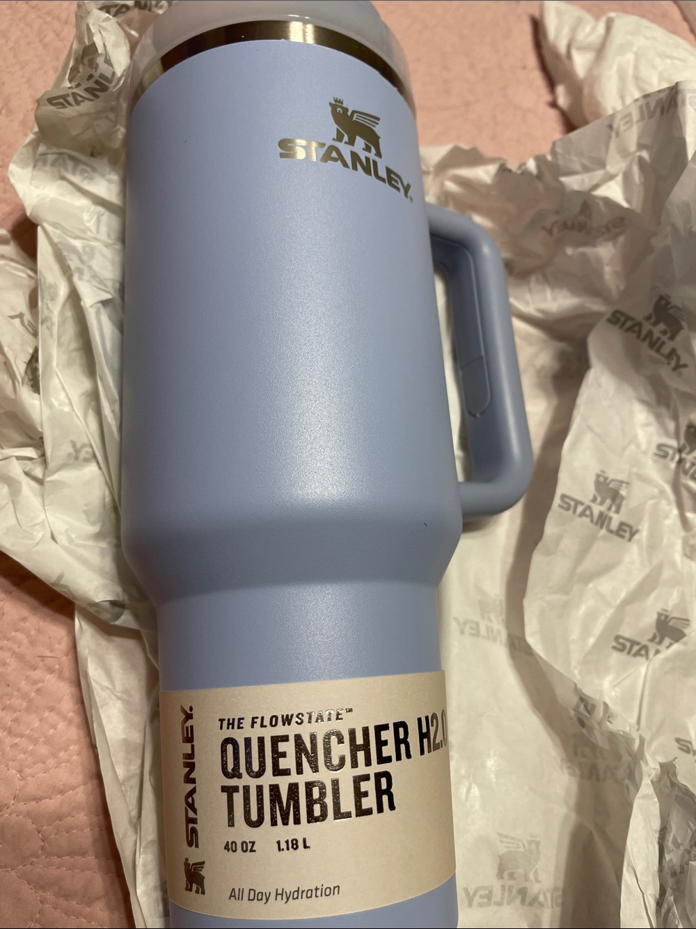 Stanley Lavender Blue Quencher Tumbler with Gold Trim
